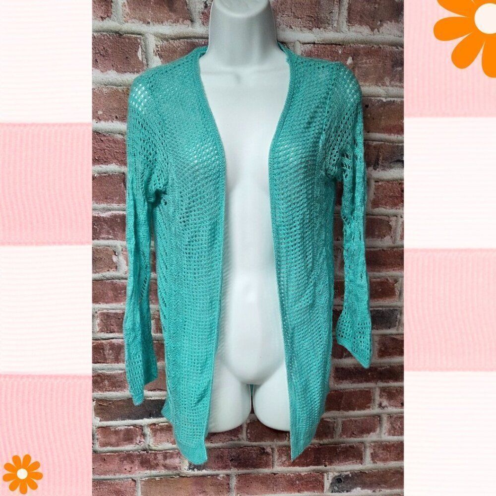 Maurices Green Open Stitch Duster Cardigan – Women’s Medium Lightweight Sweater